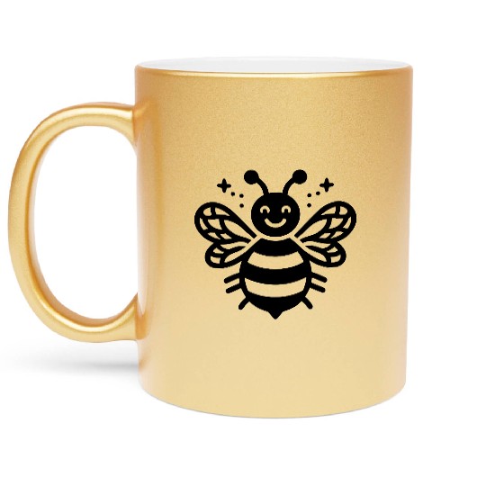 Honey bee kids style insect drawing path15 Metallic Mugs