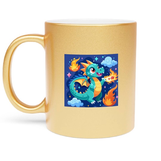 "Whimsical Dragon: Fire-Breathing Fantasy Fun" Metallic Mugs