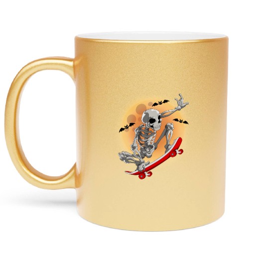 Skateboarding Skeleton Halloween Skater Skateboard Metallic Mugs