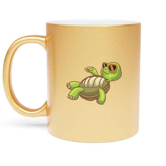 Sea Turtle Ocean Beach Relaxing Turtle Metallic Mugs