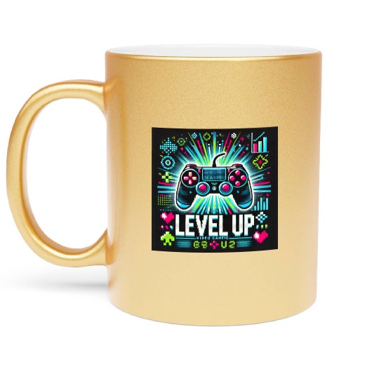 game level up Metallic Mugs
