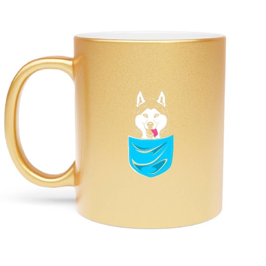 Cute Siberian Husky Dog Lover Husky In A Pocket Metallic Mugs
