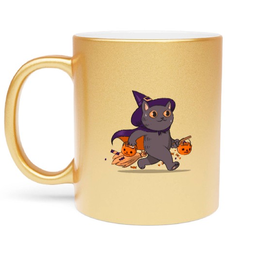 Halloween Cat Metallic Mugs