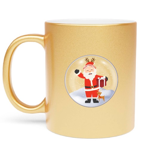 Santa’s Joy: Christmas Snow Globe Metallic Mugs