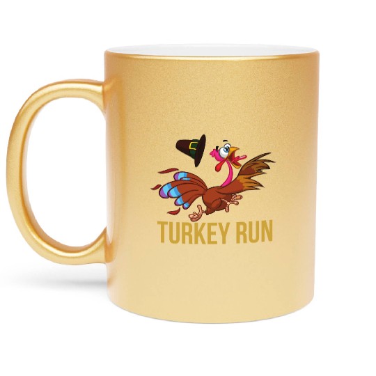 Turkey Run Costume Thanksgiving Running Turkey Metallic Mugs