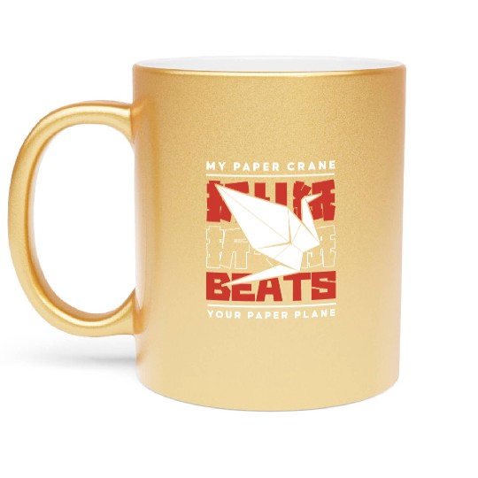 My Paper Crane Beats Your Paper Plane Owl Folding Metallic Mugs