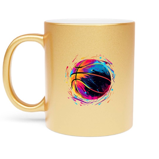 Retro Basketball Synthwave Metallic Mugs