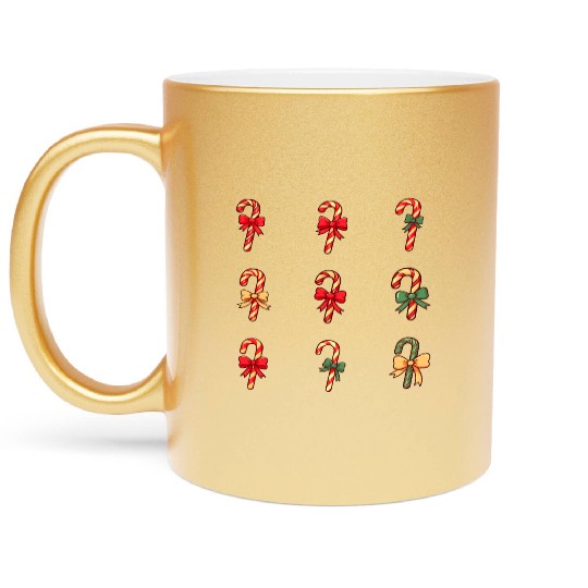 christmas cheer candy cane Metallic Mugs