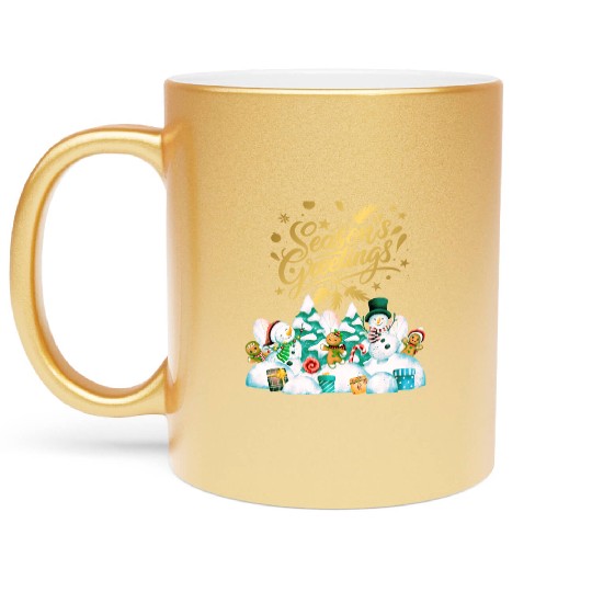 Seasons greetings with friends Metallic Mugs