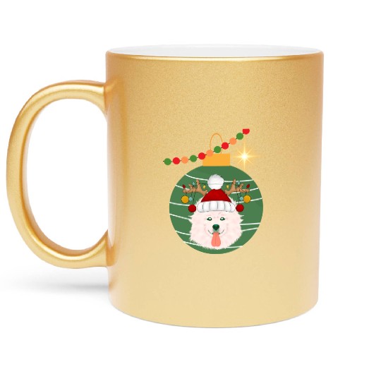 Christmas Samoyed style Metallic Mugs