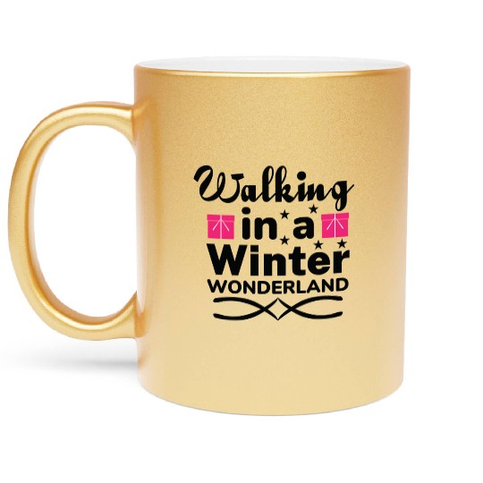 Walking in a winter wonderland Metallic Mugs