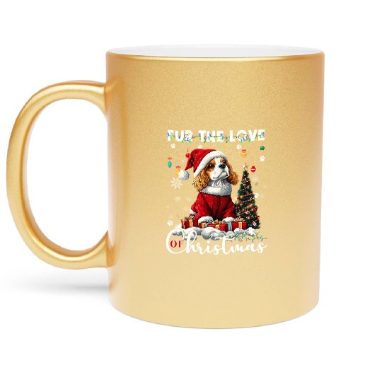 Cavalier King Charles Spaniel Christmas Tree Dog Metallic Mugs