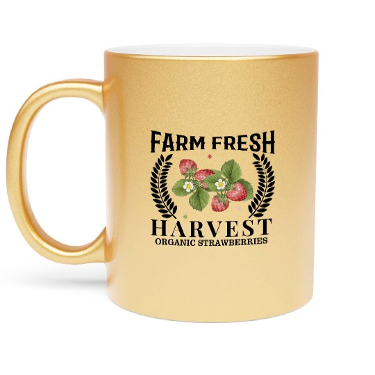 Farm Fresh Harvest, Strawberries Harvest Design Metallic Mugs