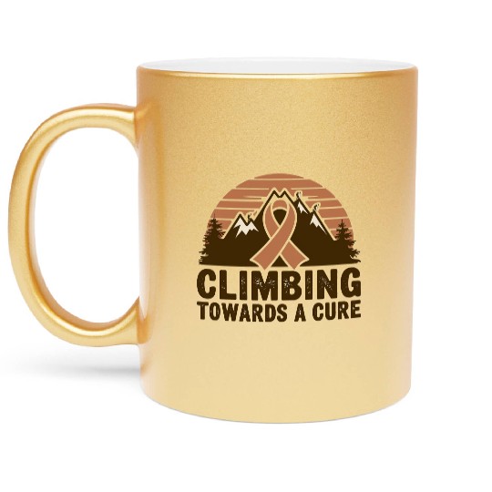 Mountain Climbing Cancer Awareness Retro Design Metallic Mugs