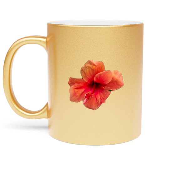 Orange colour hibiscus flower Metallic Mugs