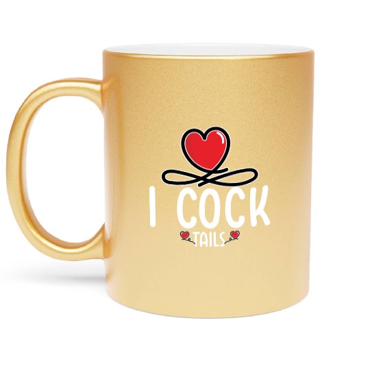 Funny I Love Cocktails 6 Metallic Mugs