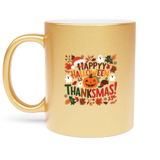 Happy Halloween Thanksmas Metallic Mugs