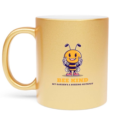 Bee Kind: My Garden’s a Buzzing Hotspot Bee Garden Metallic Mugs