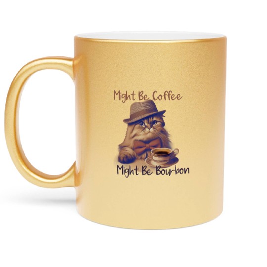 Might Be Coffee Might Be Bourbon Metallic Mugs