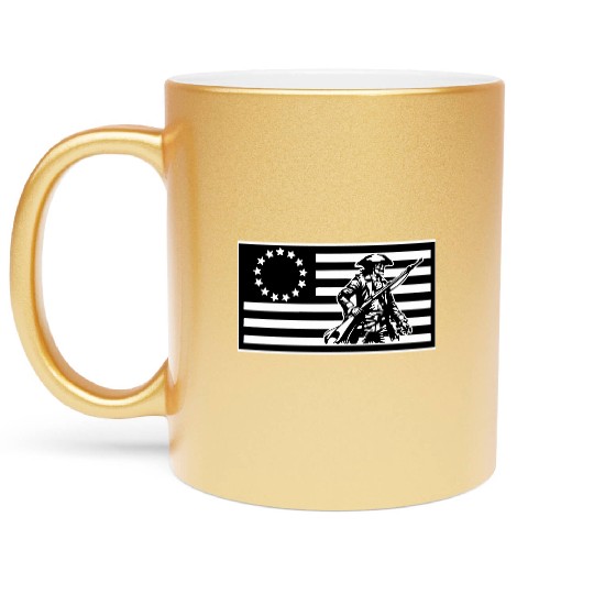 1776 Militia Skull Flag LIKE US ON FB #USAPatriot Metallic Mugs