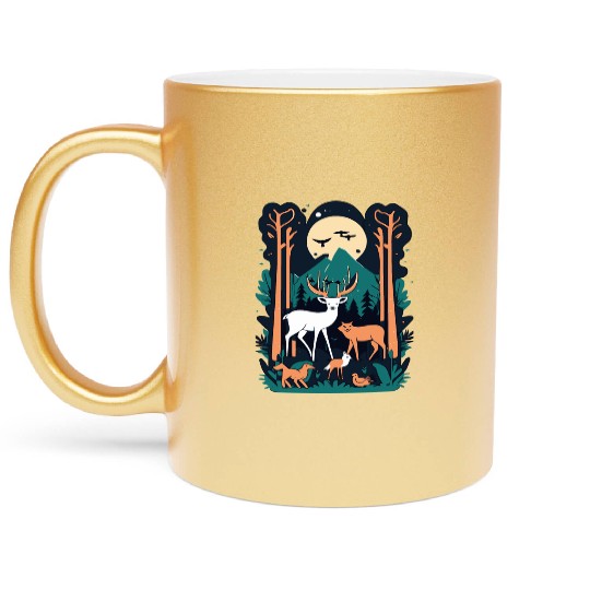 Enchanted Forest Wildlife Scene – Nature Adventure Metallic Mugs