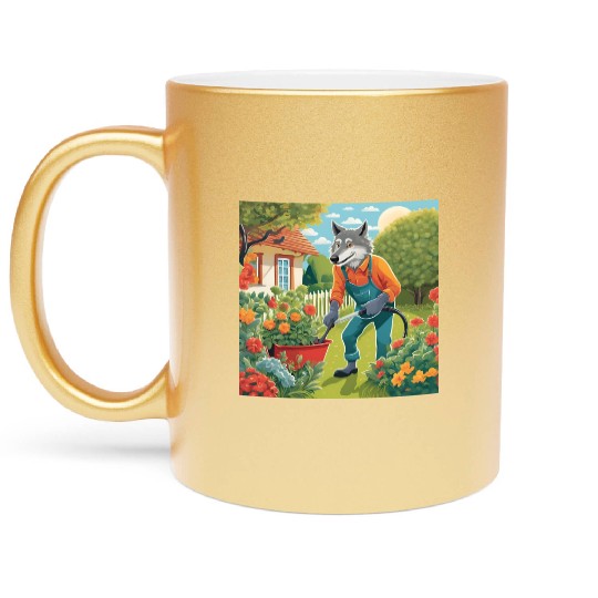 The Lone Wolf Tends His Garden Metallic Mugs