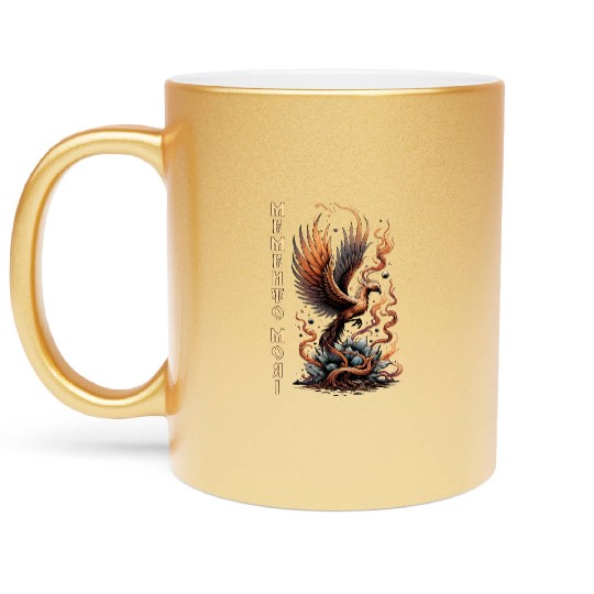 Memento Mori Phoenix Rebirth Fire Art Design Metallic Mugs