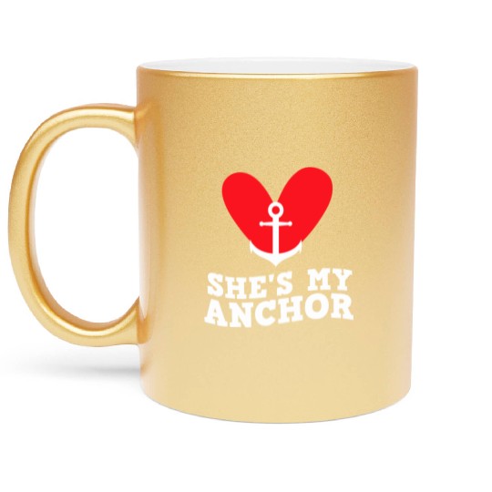 She's my anchor Matching couple valentine's day Metallic Mugs