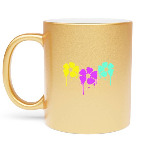 Flowers Colorful Graffiti Drop Spray Spring Summer Metallic Mugs