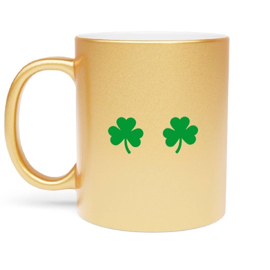 Shamrock Boobs Irish Boobies St Patricks Day Metallic Mugs