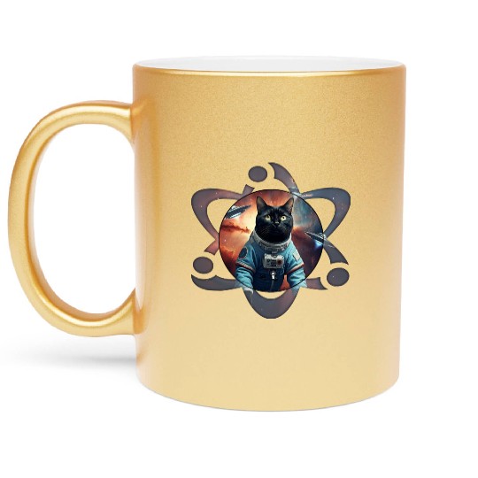Space Cat Science Metallic Mugs