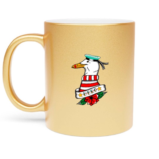 Hero Seagull Tattoo Metallic Mugs