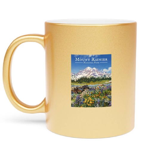 Mount Rainier Paradise Meadows Metallic Mugs