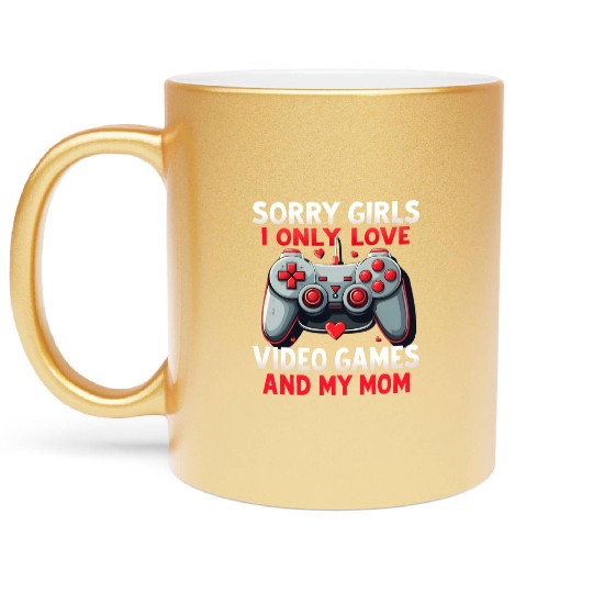 Valentines Day Boys kids Mom Son Video Games Gamer Metallic Mugs