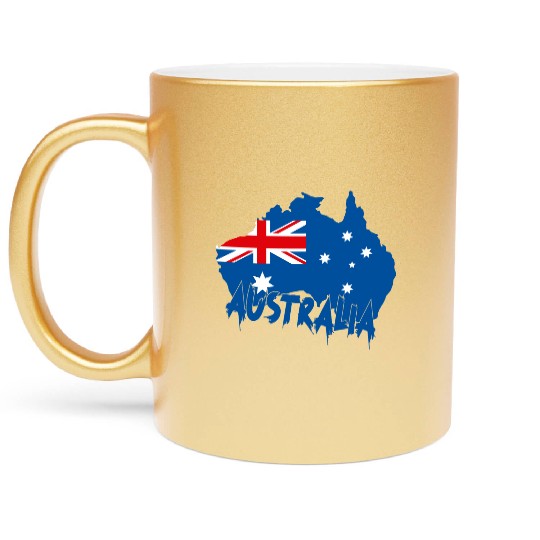 Aussie Flag Map Metallic Mugs Design