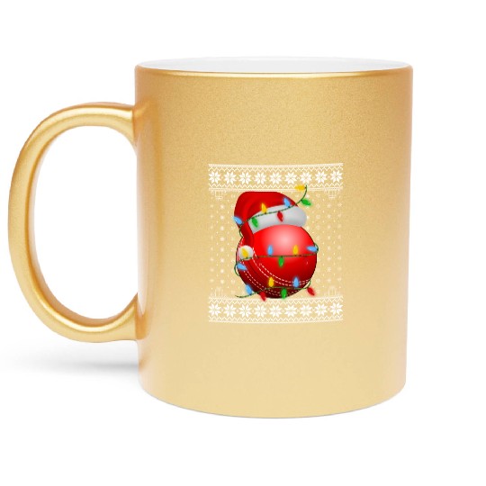 Cricket Ball Christmas Metallic Mugs
