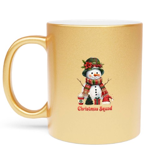 Snowman Christmas Family Gathering Metallic Mugs