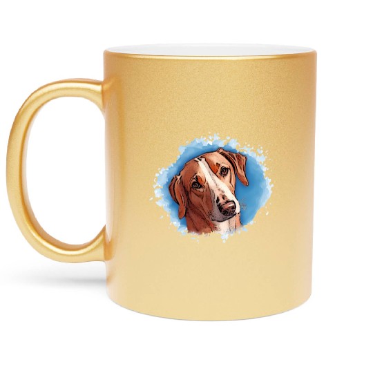 Dog SAVEBRACKE hunting dog - turquoise watercolor Metallic Mugs
