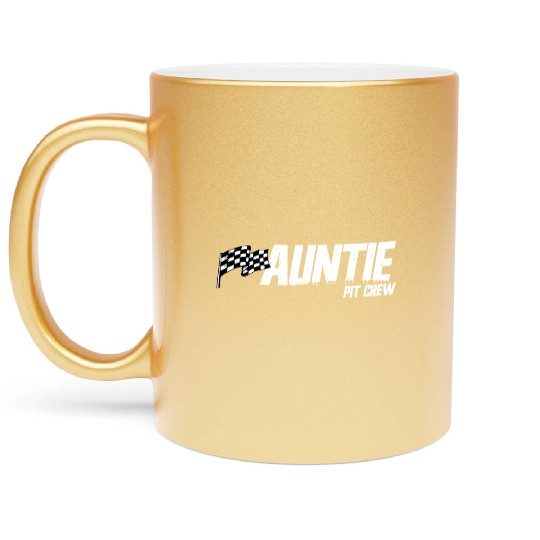 Pit Crew Auntie Race Birthday Family Racing Auntie Metallic Mugs
