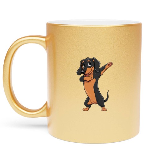 Dabbing dance post Dachshund dog lovers pet love Metallic Mugs