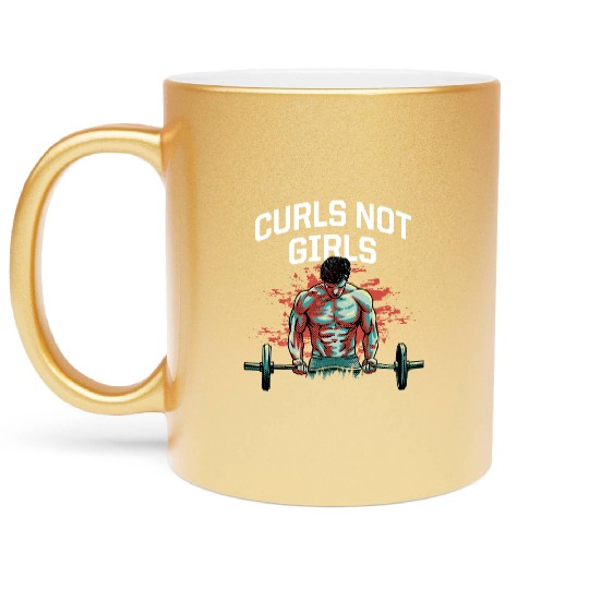 Curls Not Girls Funny Workout Humor Gym Boyfriend Metallic Mugs