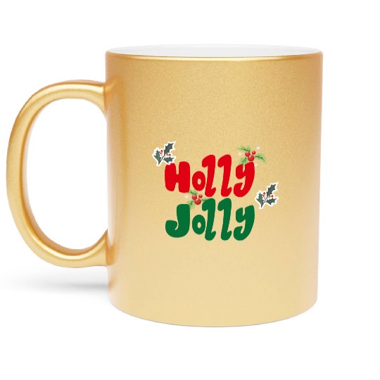 holly jolly Christmas Metallic Mugs
