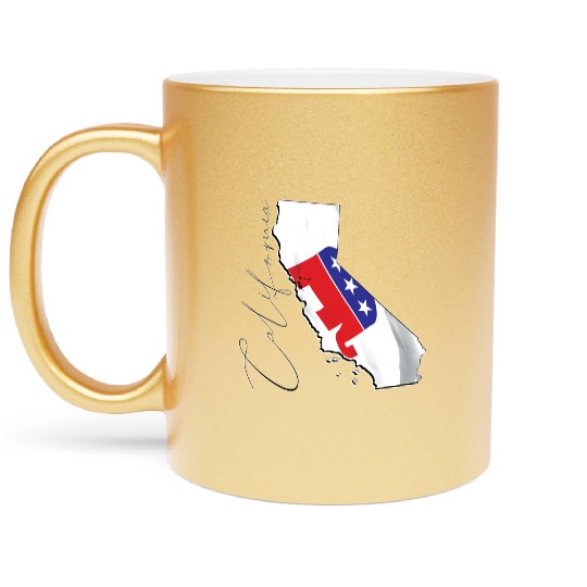 Republican Flag in California State Map CA Metallic Mugs