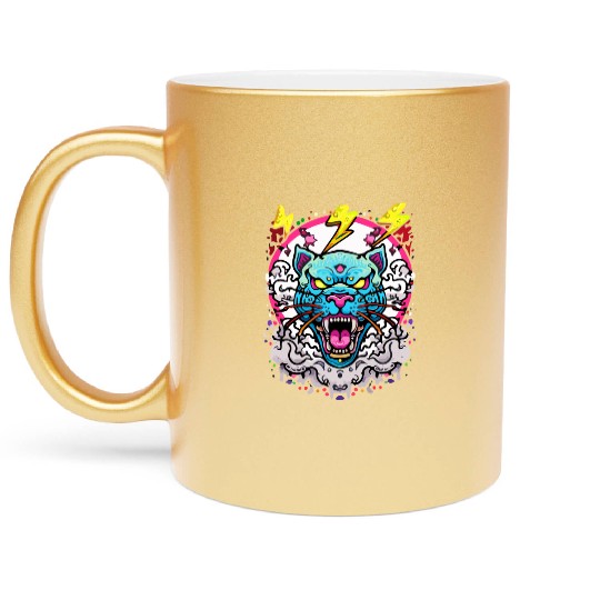 Grafitti Tiger Head Metallic Mugs