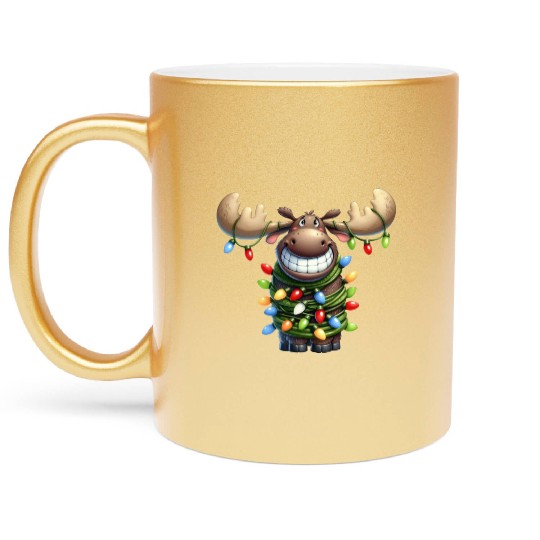 Christmas Merry Christmas For Gift Christmas Moose Metallic Mugs