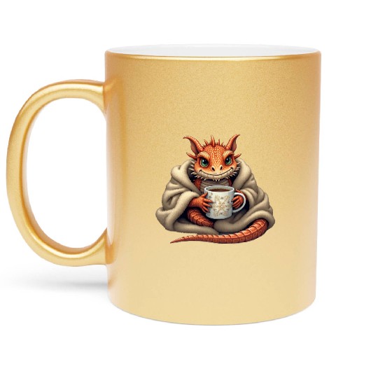 Bearded Dragon Christmas - Gift for Reptile & Cof Metallic Mugs