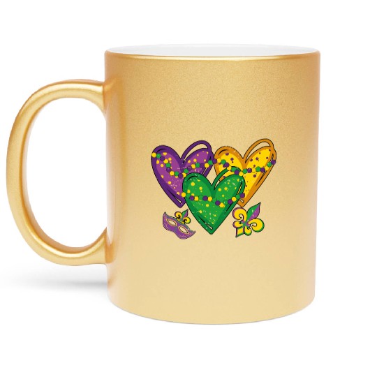 Heart Festival Parade Mardi Gras Metallic Mugs
