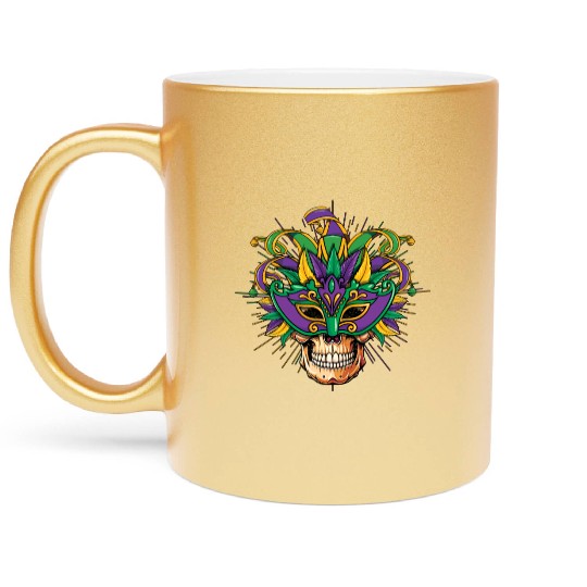 Sugarskull Mask Festival Parade Mardi Gras Metallic Mugs