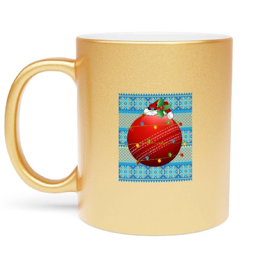 Cricket Ball Christmas Lights Metallic Mugs