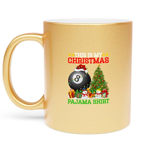 Billiards Christmas Tree Lights Metallic Mugs